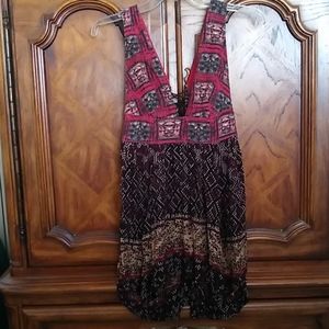 Free People Primitive Print Cotton Dress X Small